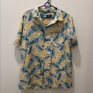 Men's Pineapple Print Casual Shirt - Blue and Cream
